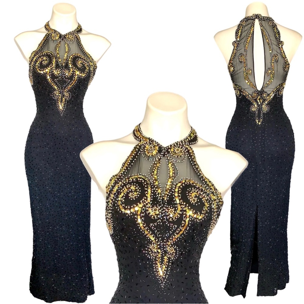 w o w :: Vintage Glamorous Alyce Designs Sequin Beaded Formal Gatsby Dress
